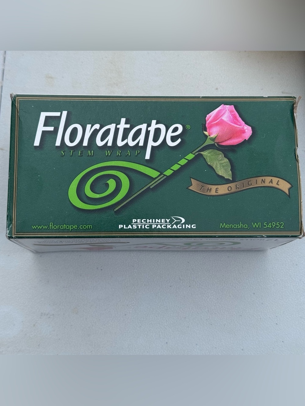 Floral Tape Flower Stem Wrap, 1/2 in. x 30 yds Ea Light Green 12 Rolls Floratape